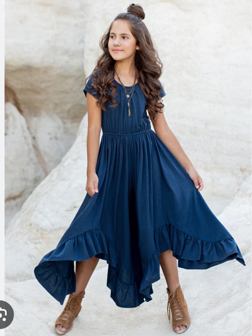 NWT Deep Sea Blue Girls' Flowy Canyon Jumpsuit